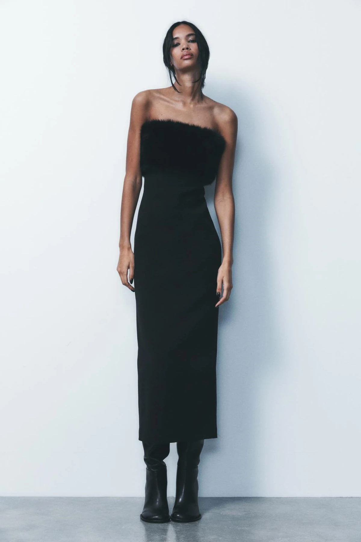 midi haljina s umjetnim krznom 49,95 eur